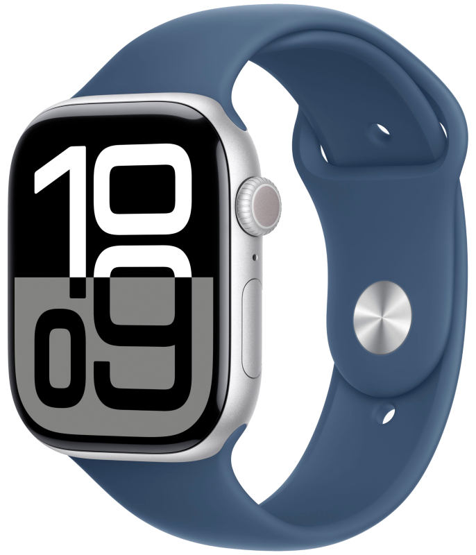 Apple Watch Series 10 46 мм, M/L 140-245 мм, Aluminium Case GPS+Cellular, Sport Band, Silver